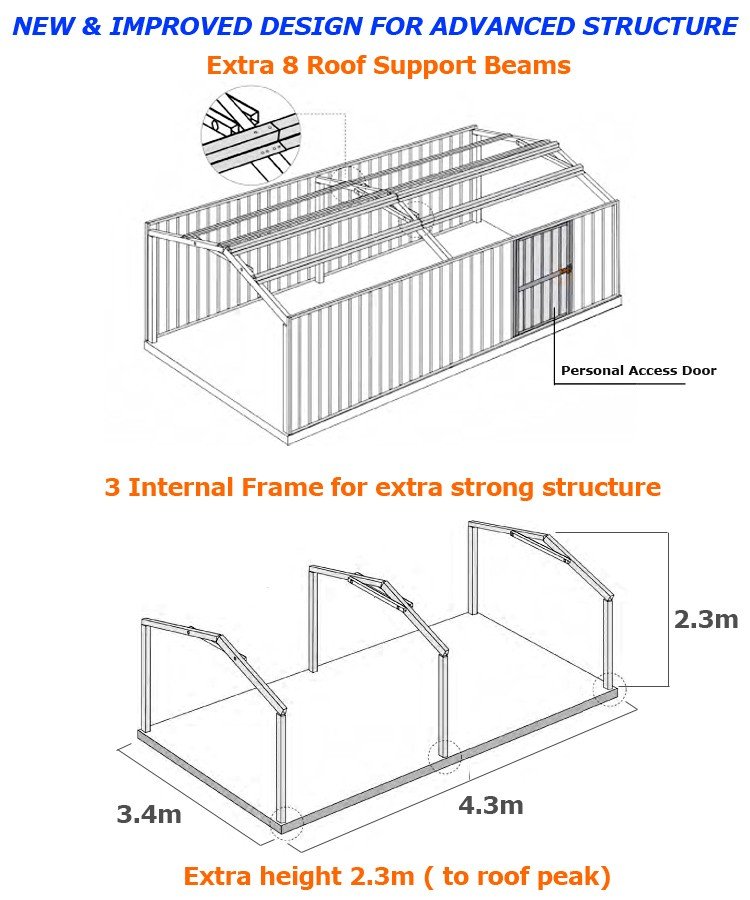 Garden Shed 3.45m x 4.3m x 2.4m Workshop (Extra High)