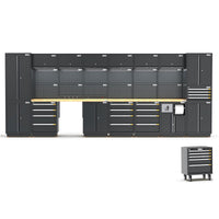 UltraTools 4960mm x 580mm x 2020mm Black Semi-Industrial Workshop Garage Storage Cabinet Set