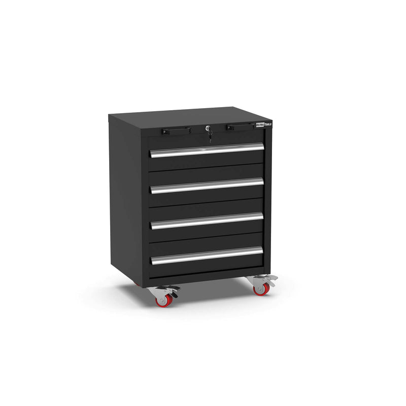 UltraTools 500mm x 550mm x 2020mm Classic Black Workshop Garage 4 Drawer Roller Storage Cabinet