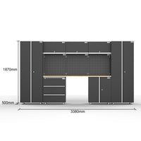 UltraTools 3380mm x 500mm x 1870mm Black Workshop Garage Storage Cabinet Set