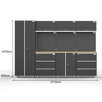 UltraTools 2710mm x 500mm x 1870mm Black Workshop Garage Storage Cabinet Set