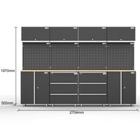 UltraTools 2704mm L x 500mm W x 1870mm H Black Workshop Garage Storage Cabinet Set