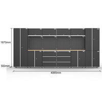 UltraTools 4065mm x 500mm x 1870mm Black Workshop Garage Storage Cabinet Set