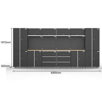 UltraTools 4065mmx 500mm x 1870mm Black Workshop Garage Storage Cabinet Set
