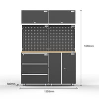 UltraTools 1355mm x 500mm x 1870mm Black Workshop Garage Storage Cabinet Set