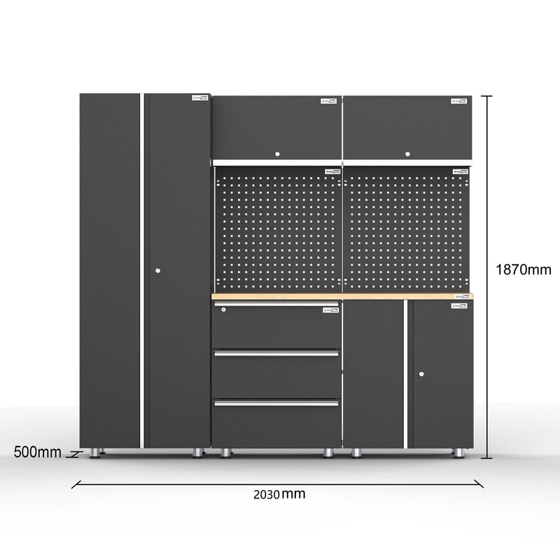 UltraTools 1355mm x 500mm x 1870mm Black Workshop Garage Storage Cabinet Set