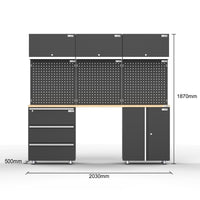 UltraTools 2030mm L x 500mm W x 1870mm H Black Workshop Garage Storage Cabinet Set