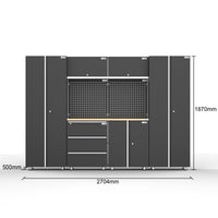 UltraTools 2704mm x 500mm x 1870mm Black Workshop Garage Storage Tall Cabinet Set