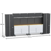 Mobile 8 Drawers Tool Chest With Storage Cabinets - UltraTools 4062mm x 480mm x 1964mm Stainless Steel 52"