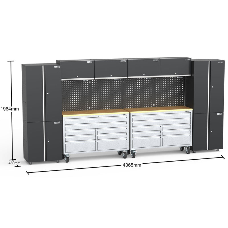 Mobile 8 Drawers Tool Chest With Storage Cabinets - UltraTools 4062mm x 480mm x 1964mm Stainless Steel 52"