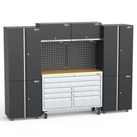 Mobile 8 Drawers Tool Chest Work Bench + Steel Garage Storage Cabinets - UltraTools 2710mm x 480mm x 1964mm