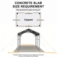 Single Carport 3.4m x 6.03m x 3.27m Backyard Portable Vehicle & Boat Shelter with Wrapped Roof