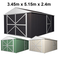 Garage Shed 3.45m x 5.15m x 2.4m with Double Barn Door Workshop