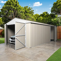 Garage Shed 6m x 3.45m x 2.4m (Gable) Double Barn Door Workshop with 4 Internal Trusses