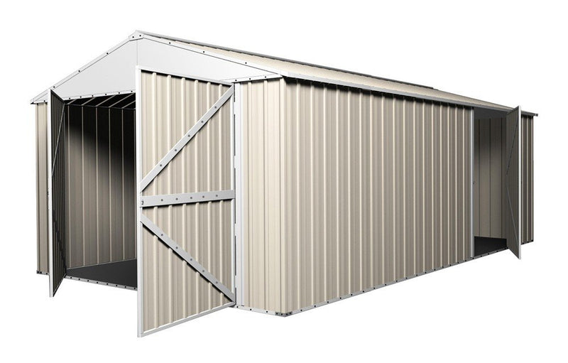 Garage Shed 6m x 3.45m x 2.4m (Gable) Double Barn Door Workshop with 4 Internal Trusses