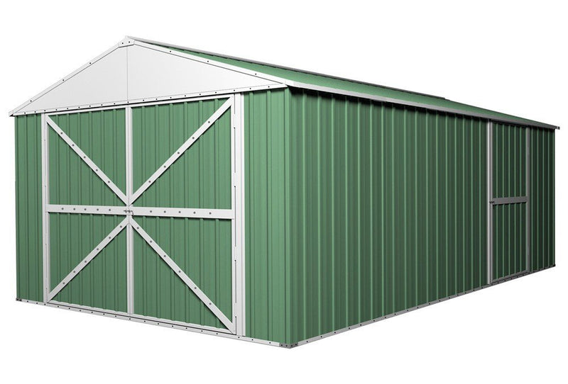 Garage Shed 6m x 3.45m x 2.4m (Gable) Double Barn Door Workshop with 4 Internal Trusses