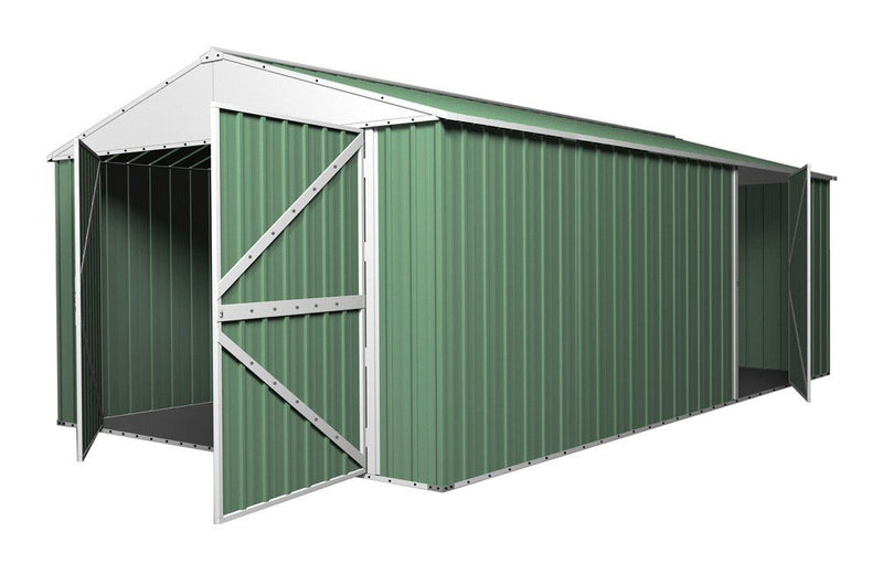 Garage Shed 6m x 3.45m x 2.4m (Gable) Double Barn Door Workshop with 4 Internal Trusses