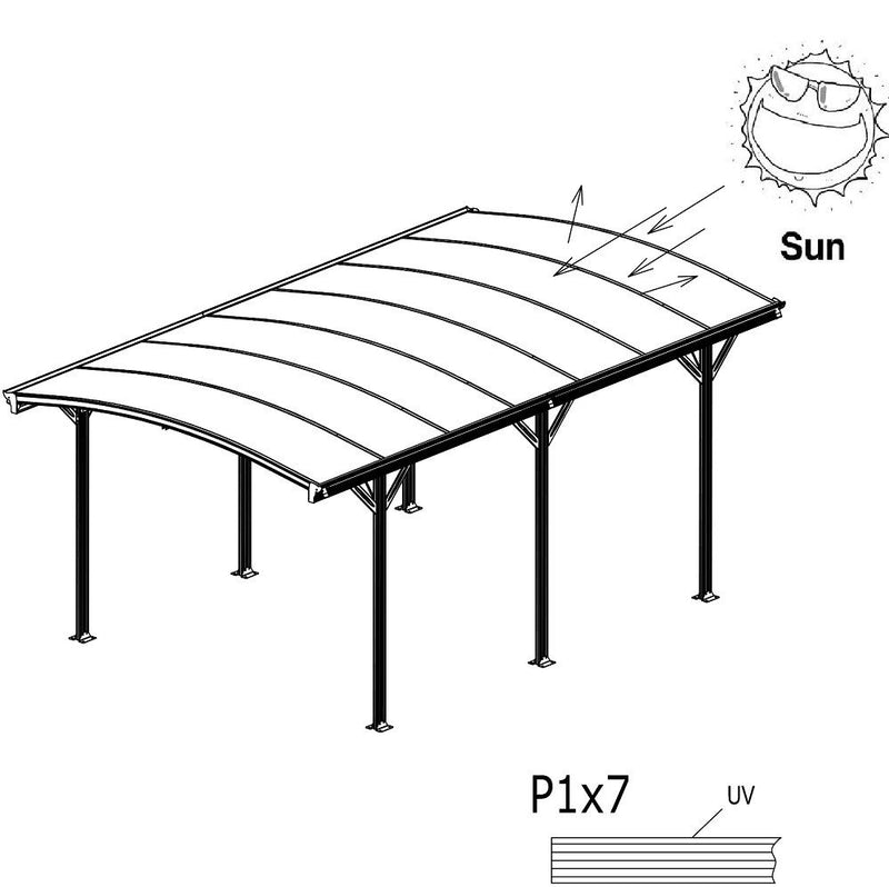Carport 3m x 5.7m x 2.57m AluFrame 8mm PolyUV Roof