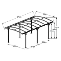Carport 3m x 5.7m x 2.57m AluFrame 8mm PolyUV Roof