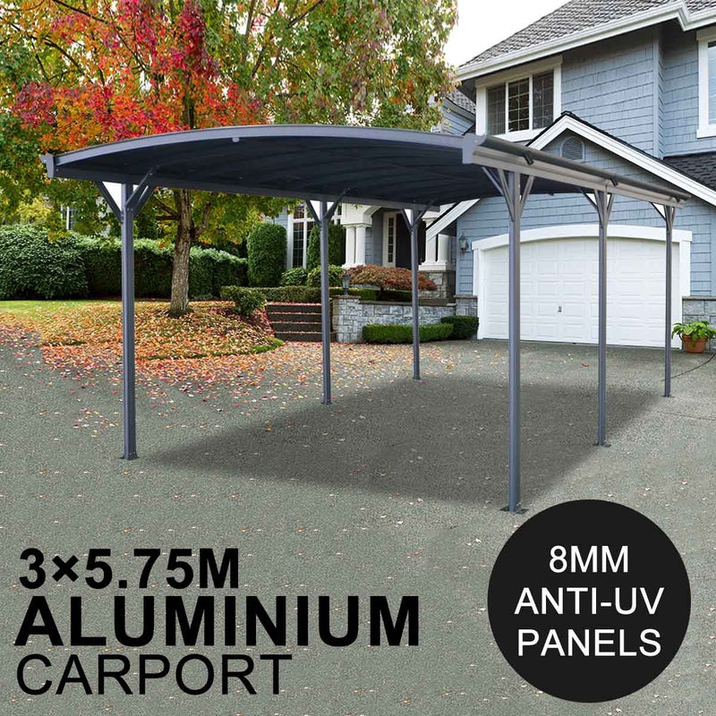Carport 3m x 5.7m x 2.57m AluFrame 8mm PolyUV Roof