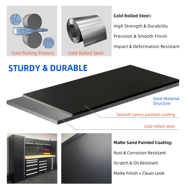 UltraTools 5150mm x 550mm x 2025mm Black Classic Workshop Garage Storage Cabinet Set