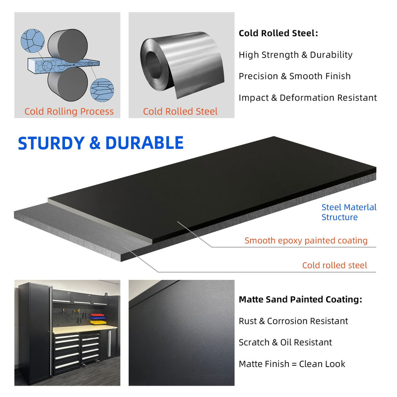 UltraTools 1500mm x 550mm x 2025mm Black Workshop Garage Storage Cabinet Set