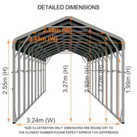 Single Carport 3.4m x 15.03m x 3.27m Backyard Portable Vehicle & Boat Shelter with Wrapped Roof