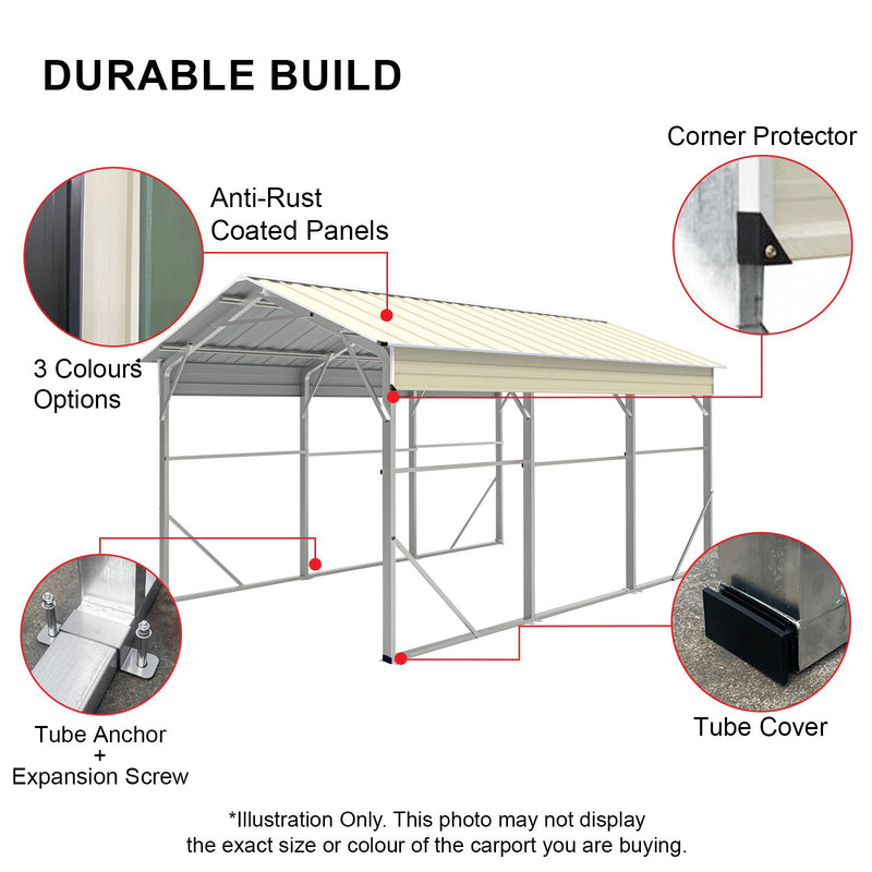 Carport 6.23 x 12.19 x 4.27 m Vehicle Shelter