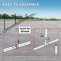 Single Carport 3.4m x 7.53m x 3.27m Backyard Portable Vehicle & Boat Shelter with Wrapped Roof