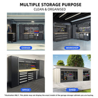 UltraTools 1500mm x 550mm x 2025mm Black Workshop Garage Storage Cabinet Set
