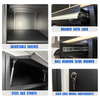UltraTools 3200/3550mm x 550mm x 2025mm Black Economy Workshop Garage Storage Corner Cabinet Set