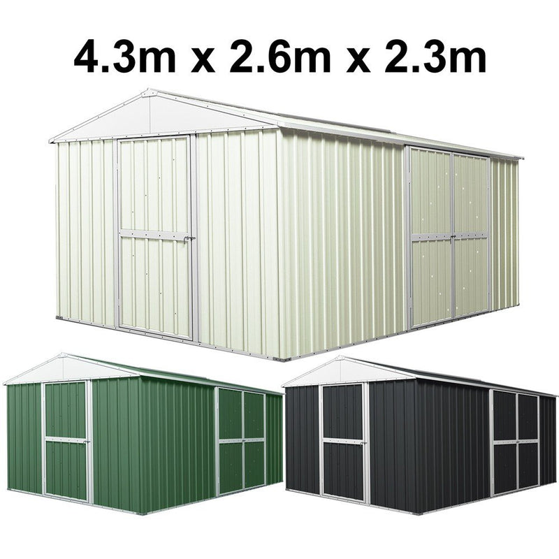 Garden Shed 4.3m x 2.6m x 2.3m Double Barn Door + PA Door Extra Frame