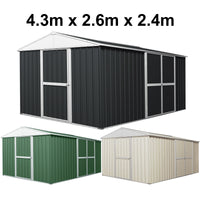 Garden Shed 4.3m x 2.6m x 2.4m Double Barn Door + PA Door Extra Frame
