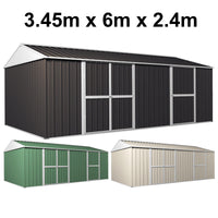 Garden Shed 3.45m x 6m x 2.4m Workshop Side Double doors + PA door