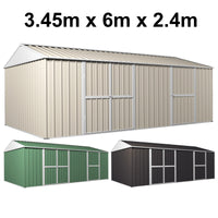 Garden Shed 3.45m x 6m x 2.4m Workshop Side Double doors + PA door