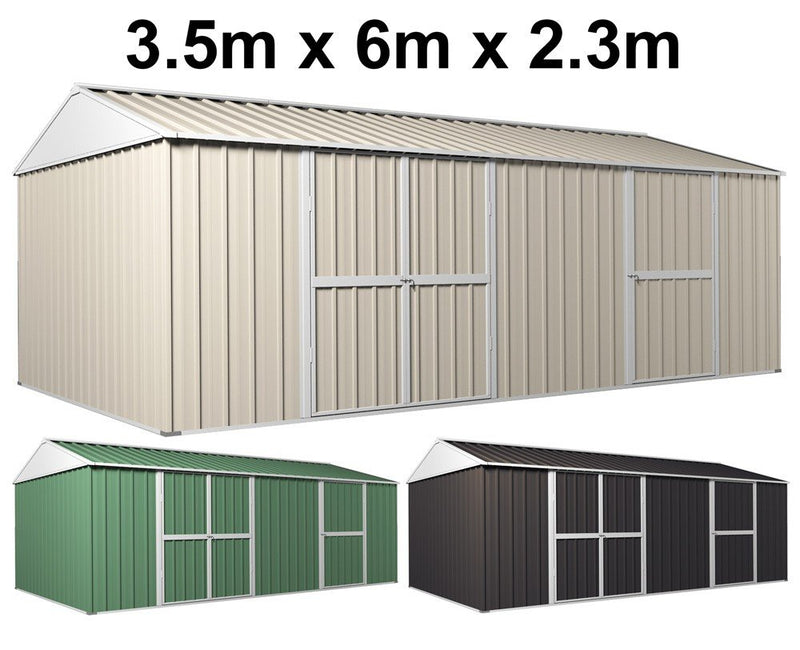 Garden Shed 3.5m x 6m x 2.3m Workshop Side Double doors + PA door