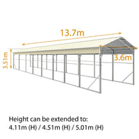 Carport 3.6 x 13.7m x 3.51m (Gable) Backyard Boat Portable Vehicle Shelter