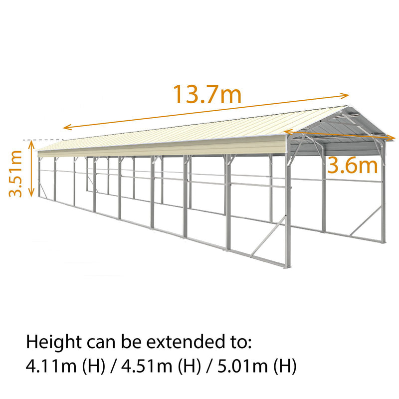 Carport 3.6 x 13.7m x 3.51m (Gable) Backyard Boat Portable Vehicle Shelter