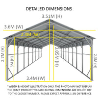 Carport 6.23 x 13.7m x 4.27m Vehicle Shelter