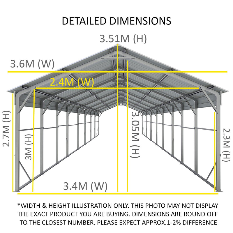 Carport 6.23 x 13.7m x 4.27m Vehicle Shelter