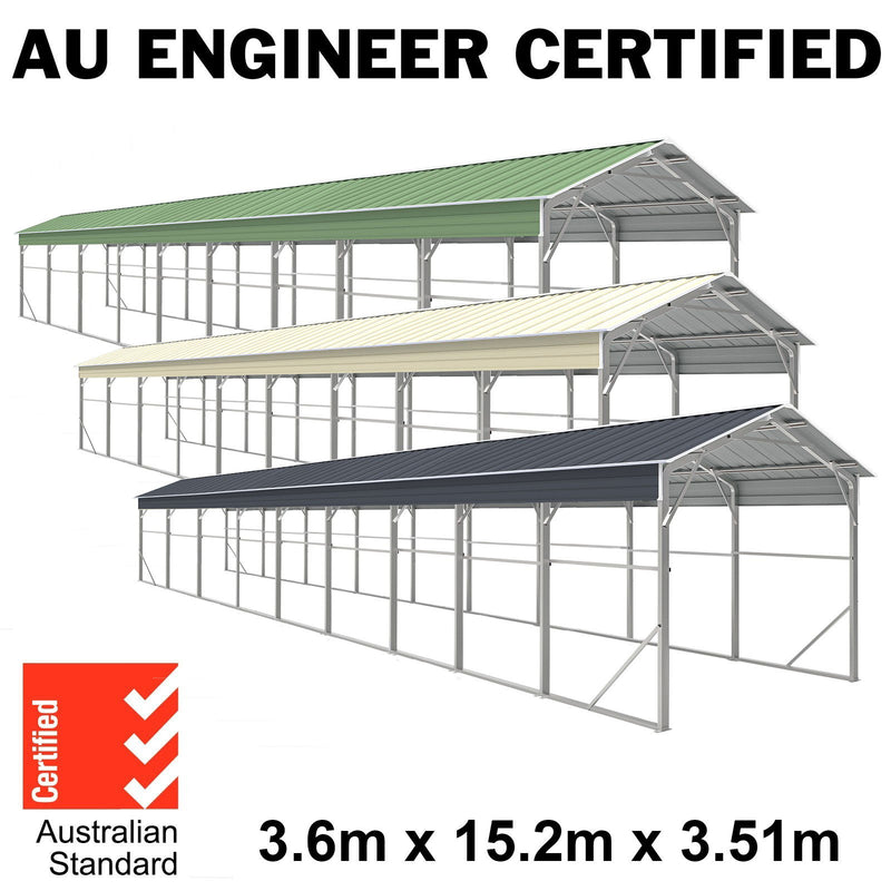 Carport 3.6 x 15.2m x 3.51m (Gable) Backyard Boat Portable Vehicle Shelter