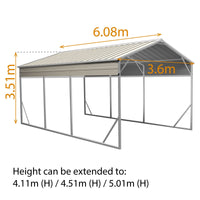 Vehicle Shelter 3.6 x 6.08m x 3.51m Carport