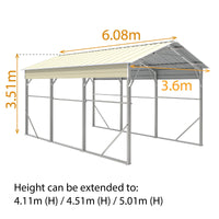 Vehicle Shelter 3.6 x 6.08m x 3.51m Carport