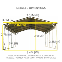 Carport 3.6 x 7.6m x 3.51m (Gable) Backyard Boat Portable Vehicle Shelter