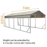 Carport 3.6 x 7.6m x 3.51m (Gable) Backyard Boat Portable Vehicle Shelter