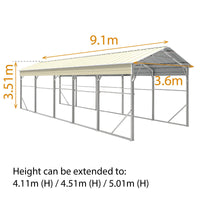 Carport 3.6 x 9.1m x 3.51m (Gable) Backyard Boat Portable Vehicle Shelter