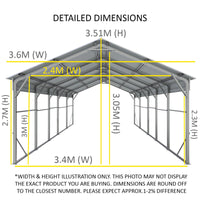 Carport 3.6 x 9.1m x 3.51m (Gable) Backyard Boat Portable Vehicle Shelter