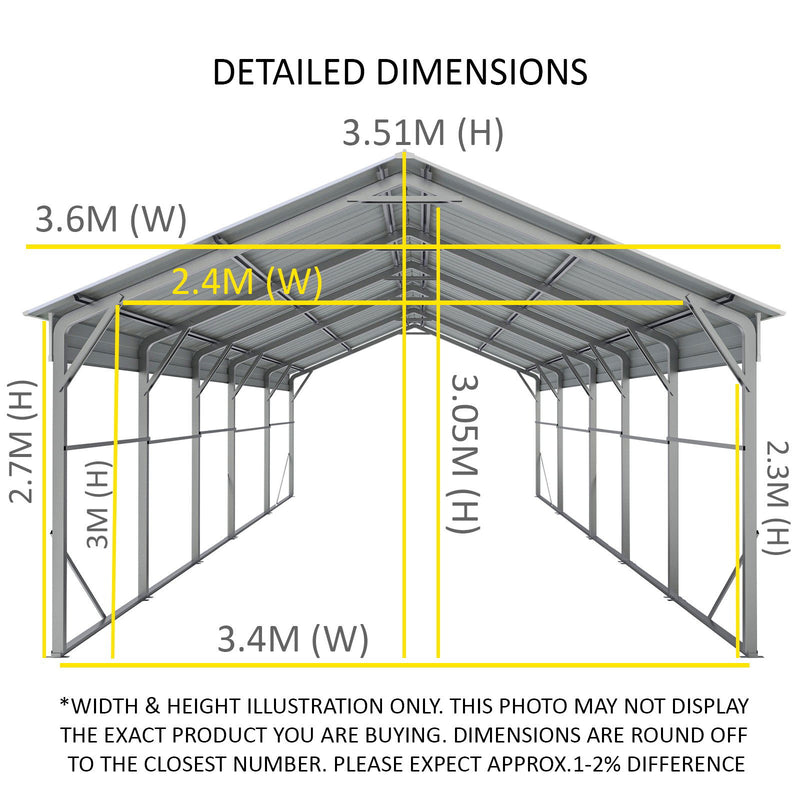 Carport 3.6 x 9.1m x 3.51m (Gable) Backyard Boat Portable Vehicle Shelter
