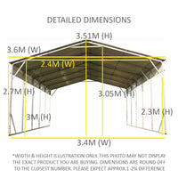 Vehicle Shelter 3.6 x 6.08m x 3.51m Carport