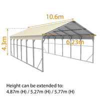 Carport 6.2 x 10.6 x 4.3 m Vehicle Shelter